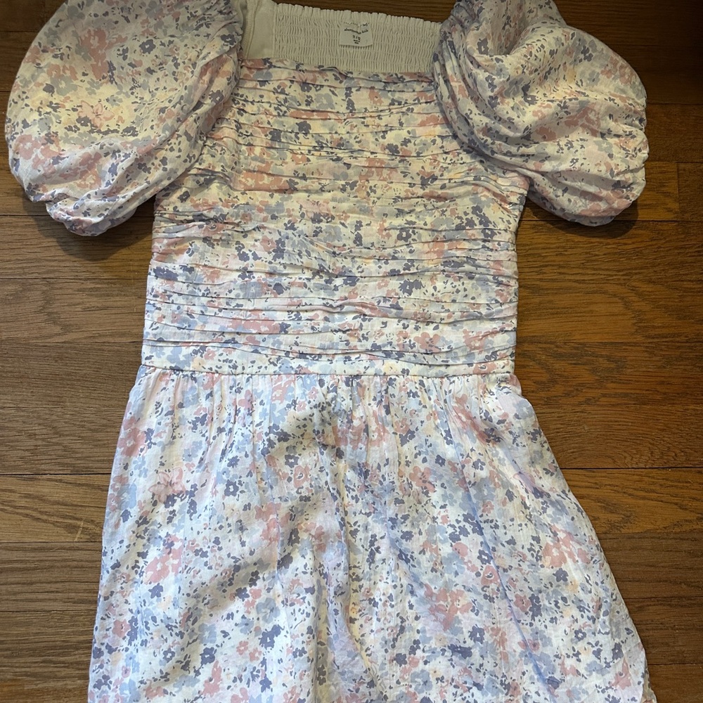 abercrombie kids Floral Puff Sleeve Dress in Light Pink and Lavender